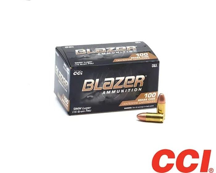 CCI Blazer-Brass 9mm 115gr. FMJ (100rds & 500rds)