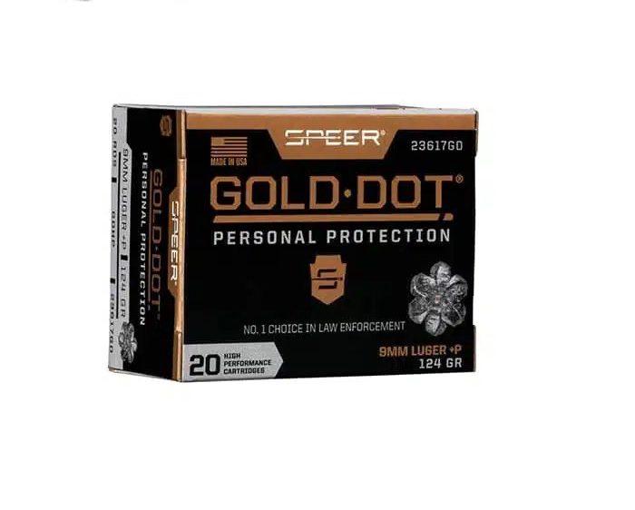 CCI Speer Gold Dot 9mm +P 124gr. HP (20rds & 200rds)