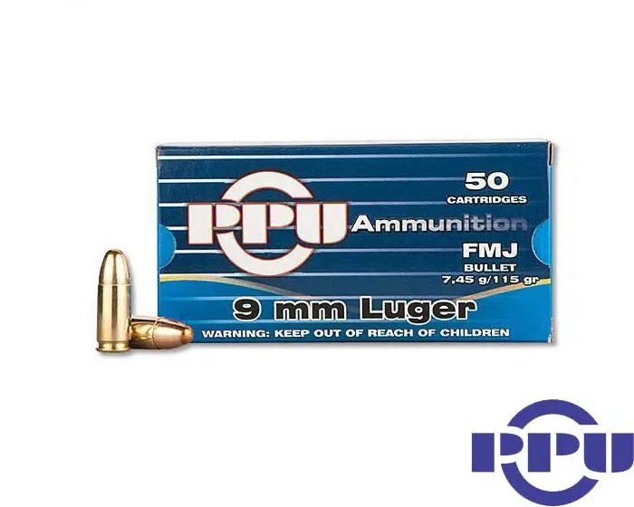 PPU 9mm 115gr. FMJ 50rds