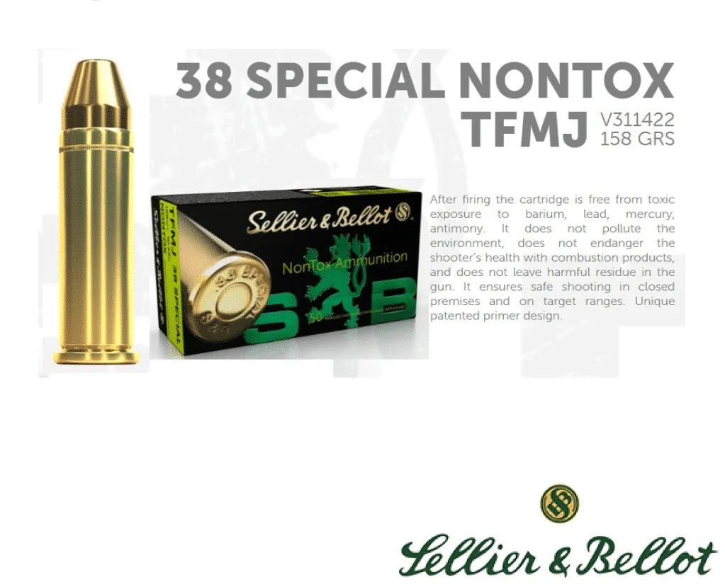 Sellier & Bellot .38 TFMJ 158 gr NON TOX (50rds & 1000rds)
