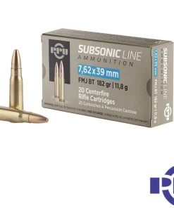 PPU Subsonic 7.62x39mm 182gr. FMJ (20rds & 500rds)