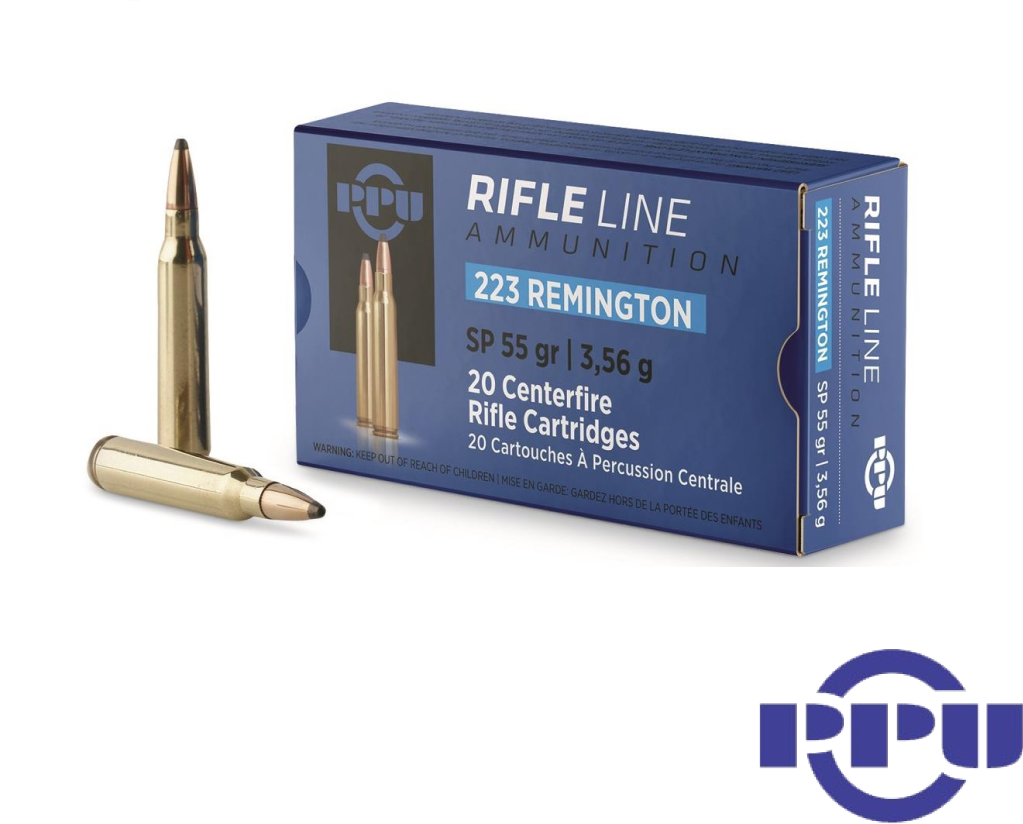 PPU .223 Rem 55gr. SP (20rds & 200rds)