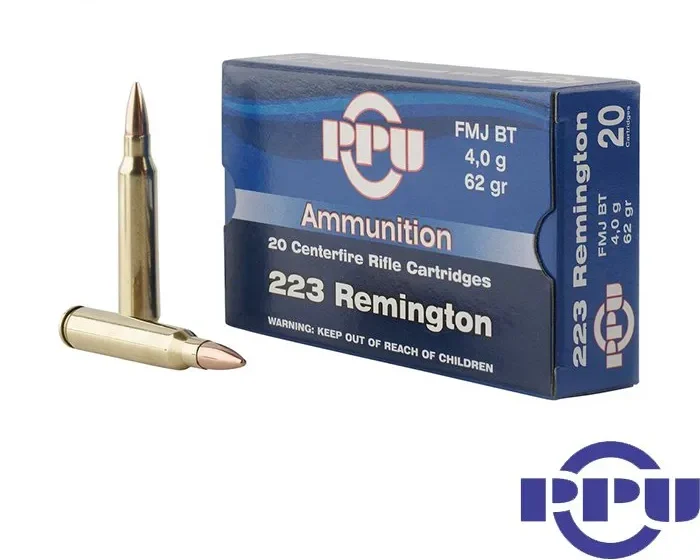 PPU .223 Rem 62gr. FMJBT 20rds