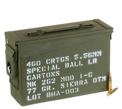 460 Rounds of 5.56x45 Ammo by Black Hills Ammunition in Ammo Can - 77gr OTM Mk 262 MOD 1-C