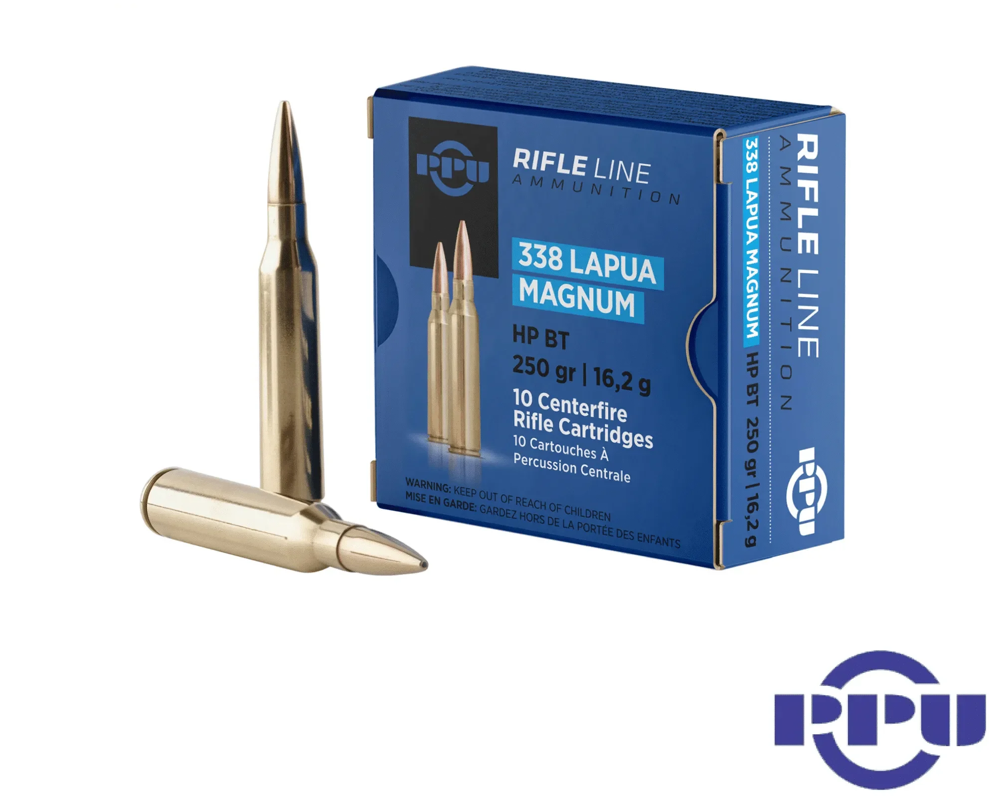 PPU .338 Lapua Magnum 250gr. HPBT (10rds & 200rds)