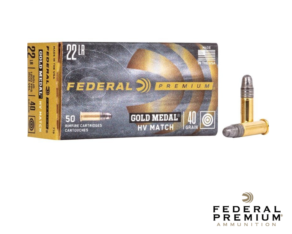Federal Gold Medal HV Match .22LR 40gr. Solid 500rds